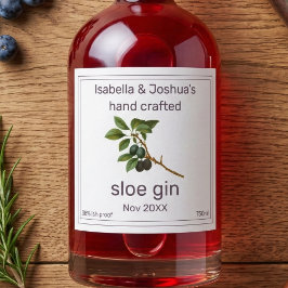 Rótulo de Sloe Gin caseiro feito com amor