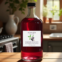 Rótulo de Sloe Gin caseiro feito com amor