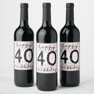 Rótulo de Vinho aniversário de 40 anos Feliz de Co