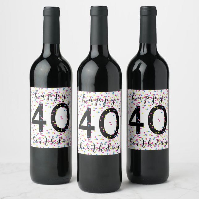 Rótulo de Vinho aniversário de 40 anos Feliz de Co (Garrafas)