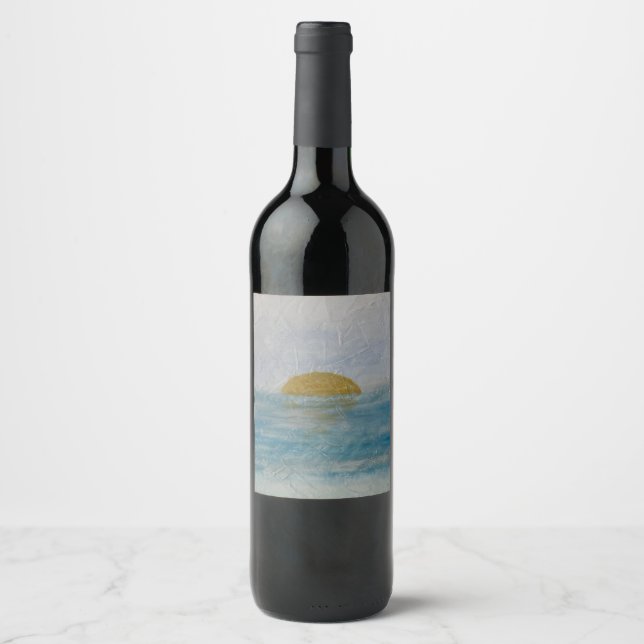 Rótulo de vinho azul de bebida personalizada pôr d (Frente)
