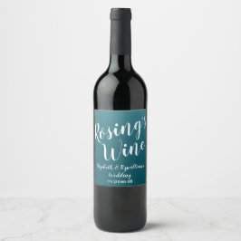 Rótulo de Vinho Azul Teal Elegante