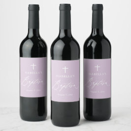 Rótulo de Vinho Batismo da Cruz Branca Roxo