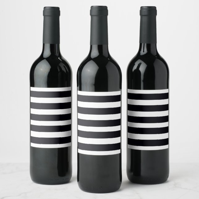 Rótulo de Vinho Branco e Preto Moderno (Garrafas)