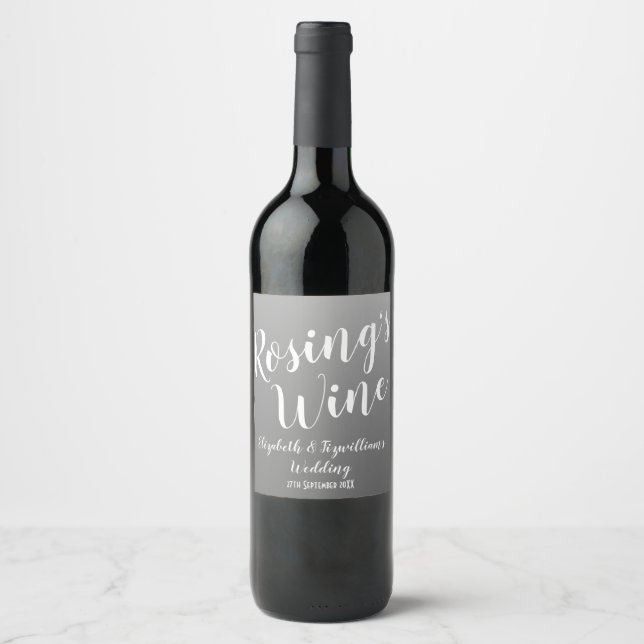 Rótulo de Vinho Cinza Elegante (Frente)