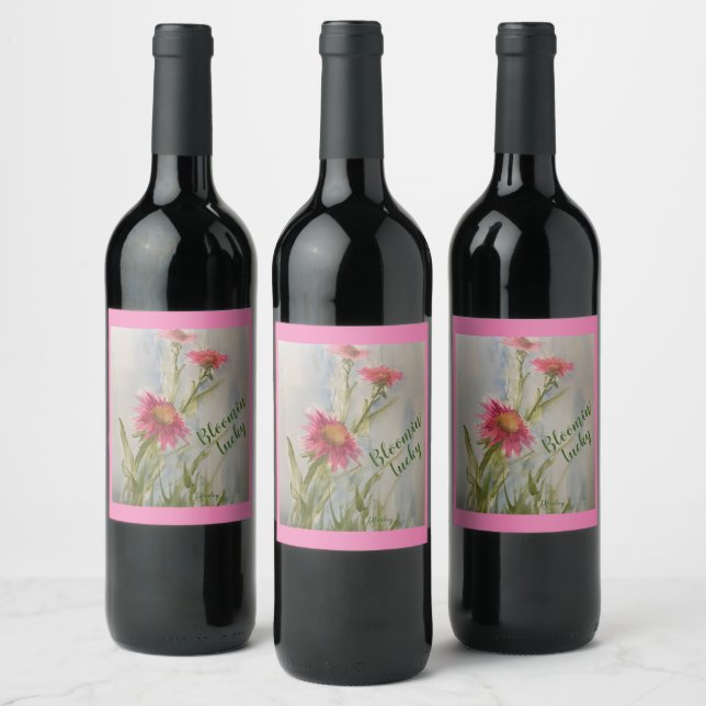 Rótulo de Vinho Daises Rosa (Garrafas)