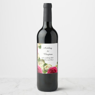 Rótulo de Vinho das Rosas Brancas e Rosa Elegantes
