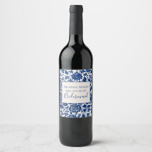 Rótulo de Vinho de Bridesmaid da Vida Floral