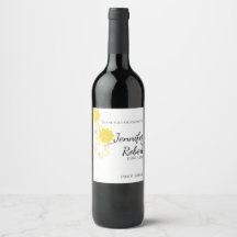 Rótulo de Vinho de Casamento Amarelo de Budding Ro
