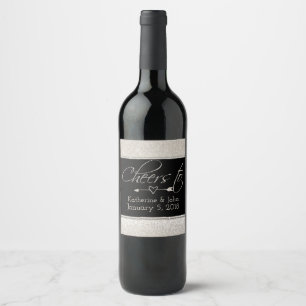 Rótulo de Vinho de Casamento com Brilho de Vinho E