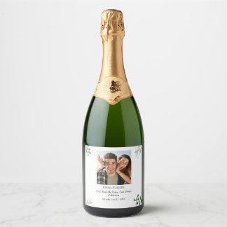 Rótulo de Vinho de Casamento com Fonte Vintage e F