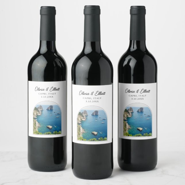 Rótulo de Vinho de Casamento da Capri Itália (Garrafas)