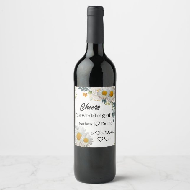 Rótulo de Vinho de Casamento das Flores (Frente)