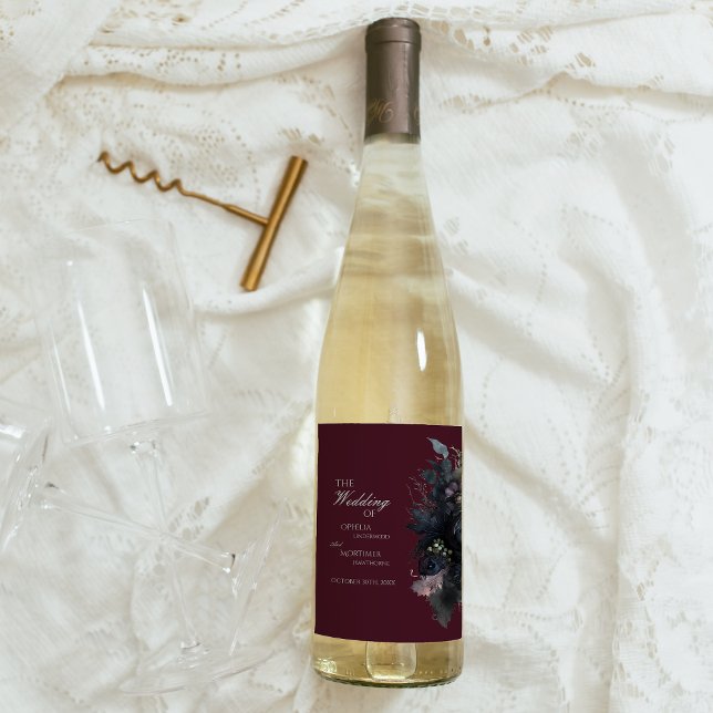 Rótulo de Vinho de Casamento de Borgonha Plântica  (Criador carregado)