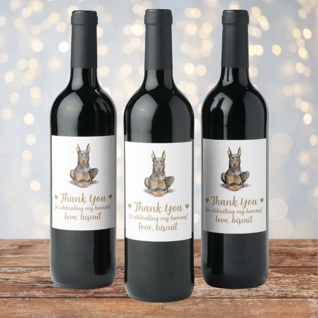 Rótulo de Vinho de Casamento de Cães Personalizado (Criador carregado)