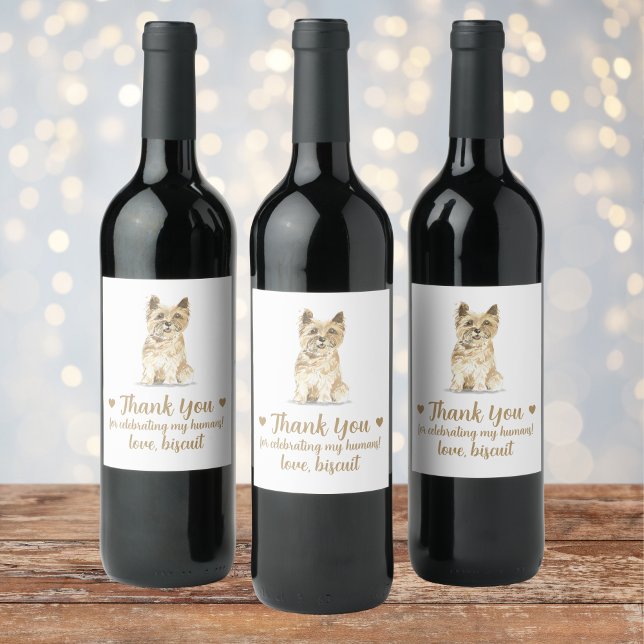 Rótulo de Vinho de Casamento de Cães Personalizado (Criador carregado)