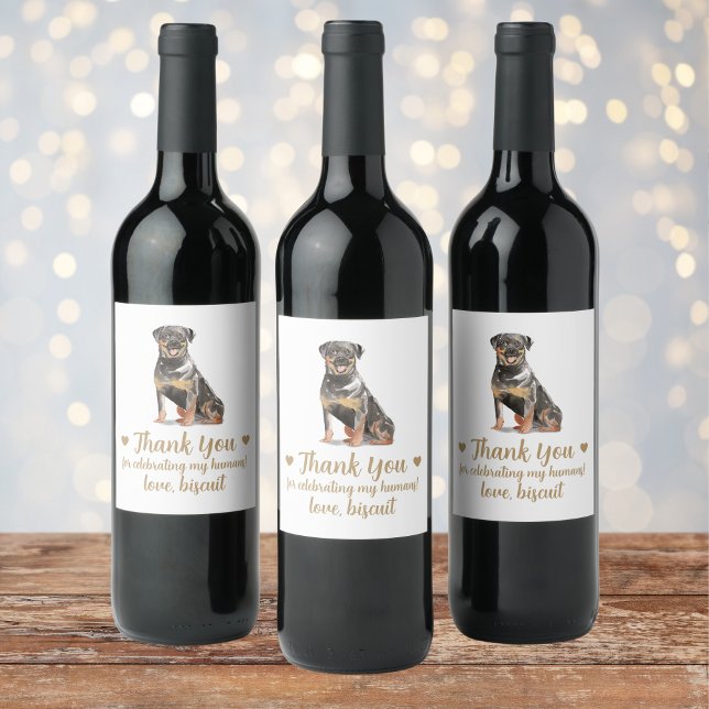 Rótulo de Vinho de Casamento de Cães Personalizado (Criador carregado)