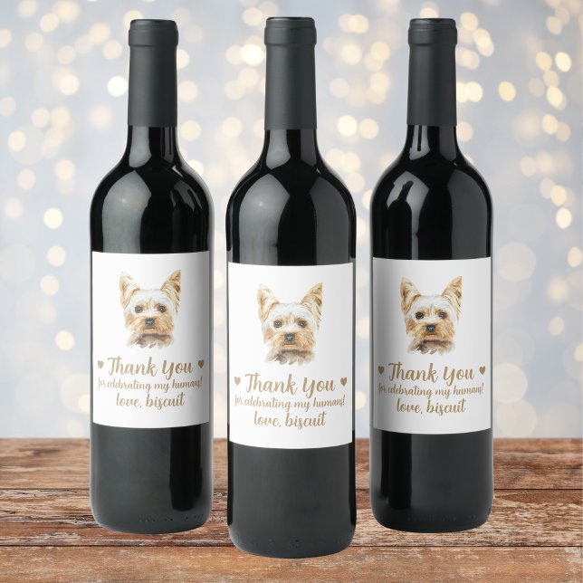 Rótulo de Vinho de Casamento de Cães Personalizado (Criador carregado)