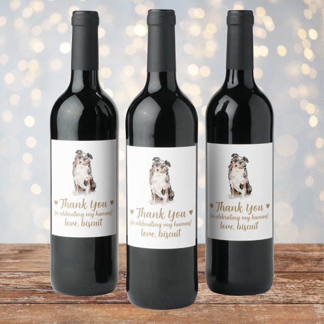 Rótulo de Vinho de Casamento de Cães Personalizado (Criador carregado)
