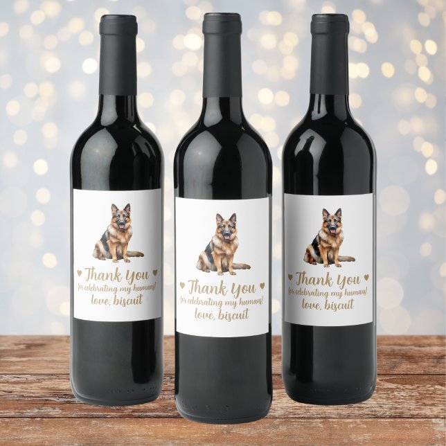 Rótulo de Vinho de Casamento de Cães Personalizado (Criador carregado)