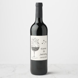 Rótulo De Vinho De Casamento De Casamento De Mão S