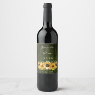 Rótulo de Vinho de Casamento de Girassol Verde Rus
