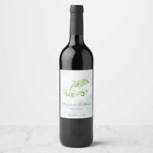 Rótulo de Vinho de Casamento de Golfinhos Verdes