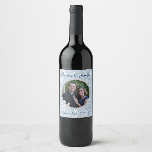 Rótulo de Vinho de Casamento de Inverno com Purpur (Frente)