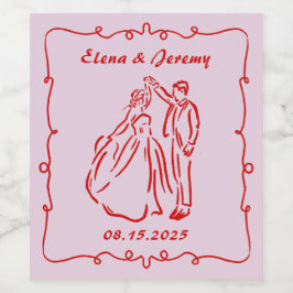 Rótulo De Vinho De Casamento De Mão Branca A Rosa