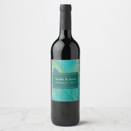 Rótulo de Vinho de Casamento de Penas de Teal Peac