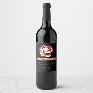 Rótulo de Vinho de Casamento de Rosa Ruby