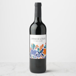 Rótulo de Vinho de Casamento de Sangue Floral Vibr