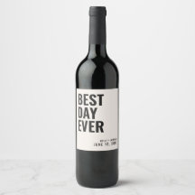 Rótulo de Vinho de Casamento do Melhor Dia Moderno