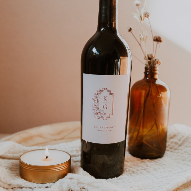 Rótulo de Vinho de Casamento do Monograma de Pé Bo (Criador carregado)