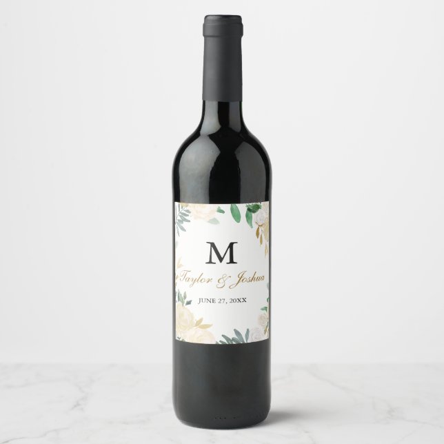 Rótulo de Vinho de Casamento do Monograma de Verru (Frente)