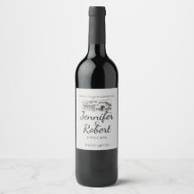 Rótulo de Vinho de Casamento do País de Desenho Ba
