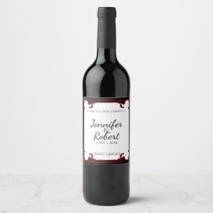 Rótulo de Vinho de Casamento do Quadro Gótico Verm
