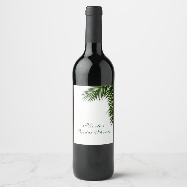 Rótulo de Vinho de Casamento Elegante de Palmeiras (Frente)