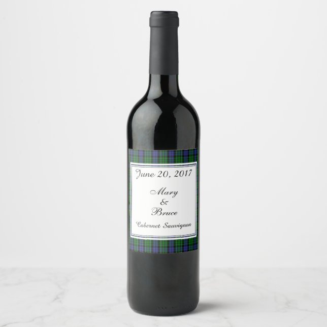 Rótulo de Vinho de Casamento Escocês MacCallum (Frente)