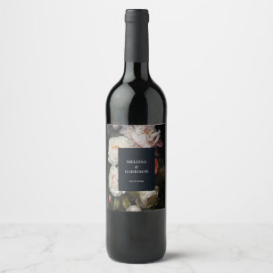 Rótulo de Vinho de Casamento Floral de Moody Peony