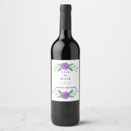 Rótulo de Vinho de Casamento Foliar com Folhagem d