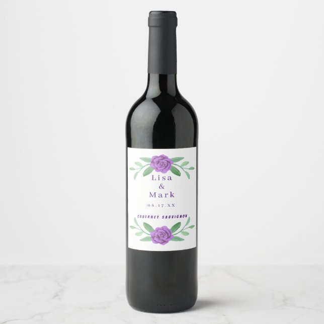 Rótulo de Vinho de Casamento Foliar com Folhagem d (Frente)