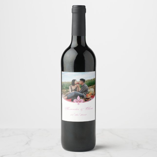 Rótulo de Vinho de Casamento Fotográfico de Fleur  (Frente)