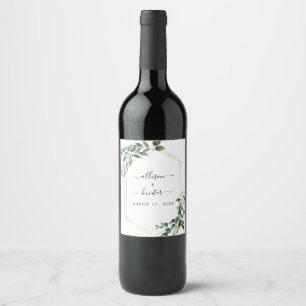 Rótulo de Vinho de Casamento Framboçado Floral