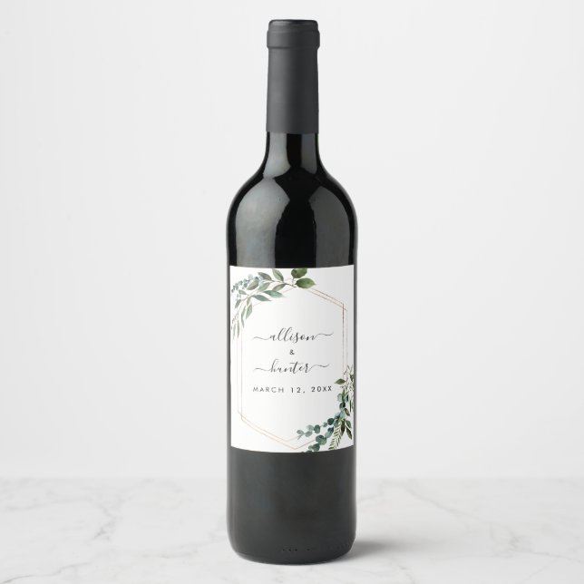 Rótulo de Vinho de Casamento Framboçado Floral (Frente)