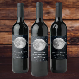 Rótulo de Vinho de Casamento Lunar