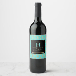 Rótulo de Vinho de Casamento Monograma de Ananás o