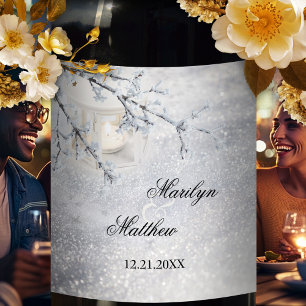 Rótulo de Vinho de Casamento no inverno de Natal c