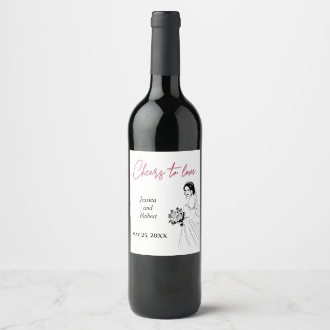 Rótulo de Vinho de Casamento Personalizado (Frente)