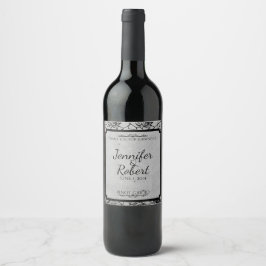 Rótulo de Vinho de Casamento Rosa Gótico Preto